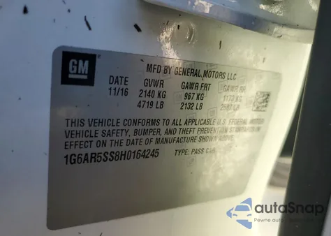 2017 Cadillac Cts Luxury из США, поврежденный, VIN 1G6AR5SS8H0164245